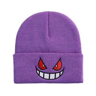 European and American New Anime Cartoon Big Mouth Red Eyes Embroidered Autumn and Winter Woolen Knitted Hat Pullover Warm Hat
