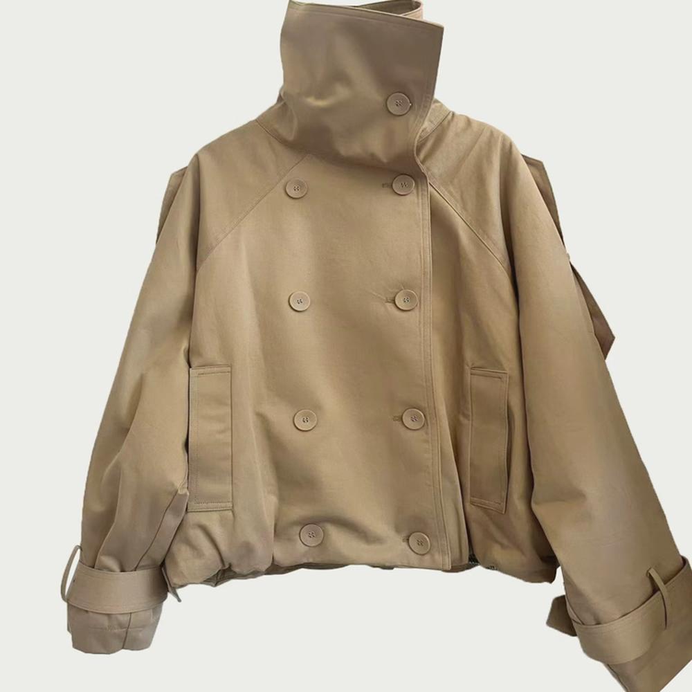 Khaki Korean Style Cool and Sassy Short Windbreaker Jacket for Women Casual Autumn New Style Petite Fashion Casual Jacket