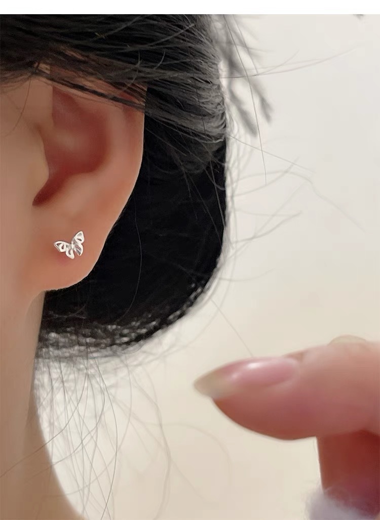 2g Weight 925 Sterling Silver Ear Needle Material Ear Studs Classification 1 Pair Quantity Daily, Date Occasion 925 Sterling Silver Material Butterfly Pattern Women's Gender Plating Design Sweet, Simple Style Style 1 Pair 925 Sterling Silver Butterfly Ear Studs 11
