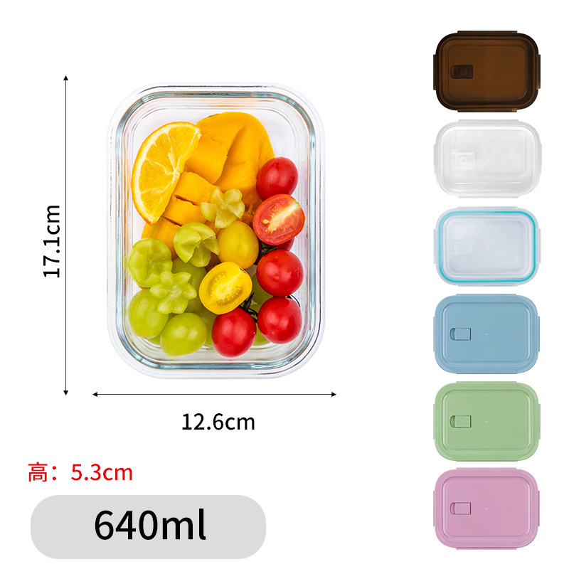 Fiambrera de vidrio, lonchera de aislamiento, caja de conservación separada, caja de bento, caja de frutas, horno microondas, estudiante de oficina, mujer
