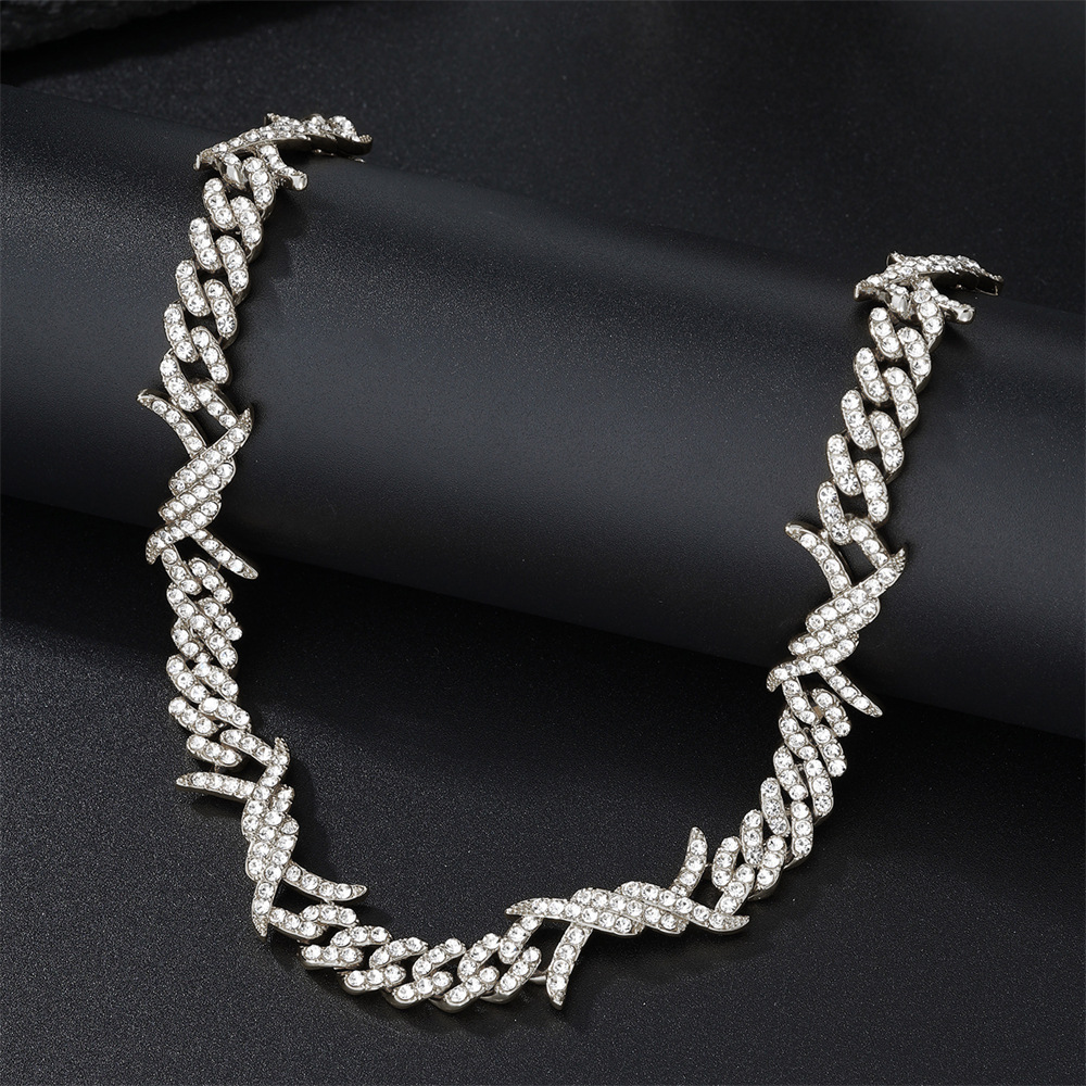 48g Weight Zircon Inlay Material Necklace Classification Alloy Chain Material 1 Piece Quantity Holiday Occasion Alloy Material Solid Color Pattern All Seasons Season Unisex Gender Inlay Design Hip-Hop Style Hip-Hop Solid Color Alloy Inlay Zircon Unisex Necklace Men Chain Necklaces 10