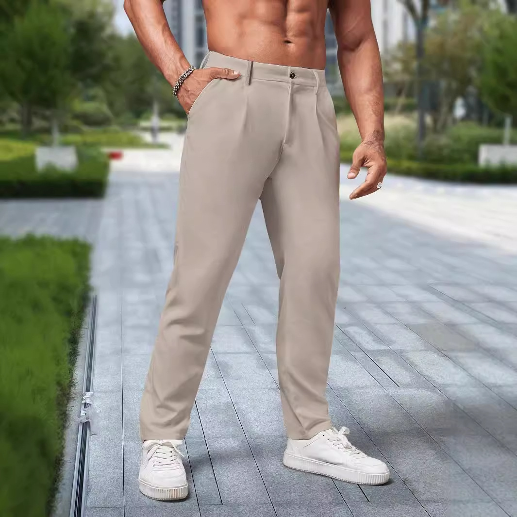 Spring and Autumn Men's Trousers Light Business Casual Pants Stylish Handsome Solid Color Loose Pants Men's MR7