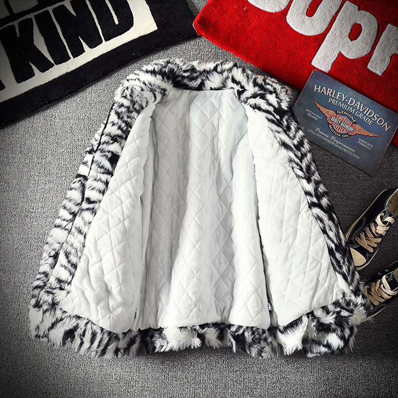 Herrenbekleidung Winter Herrenmode Marke Casual Zebra Muster Pelz Baumwolljacke Verdickte Baumwolle Warme Lose Baumwolljacke_voghion.com