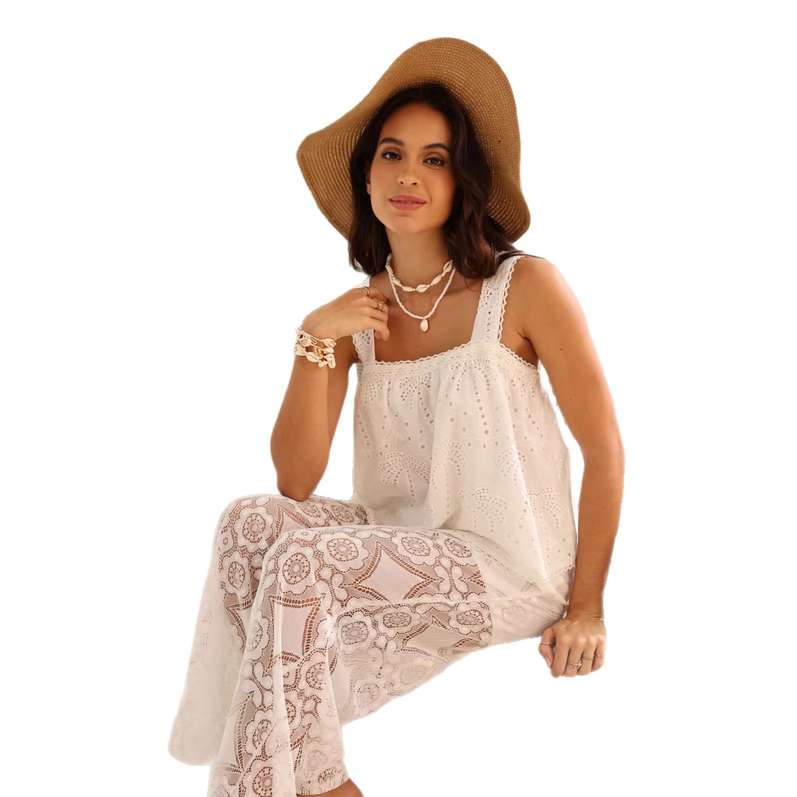 Europa y los Estados Unidos comercio exterior ropa de mujer de verano chaleco de encaje chaleco francés elegante refrescante algodón mostrando la parte superior image 6