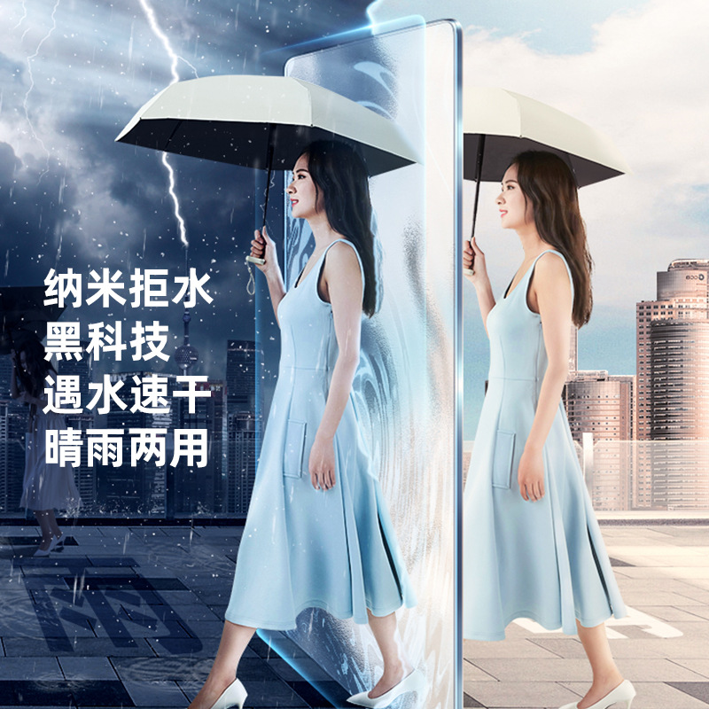 Paraguas plano Mini tarjeta Paraguas de sol Personalizado al por mayor Parasol femenino Protector solar Lluvia y sol Bolsillo plegable anti-ultravioleta de doble uso