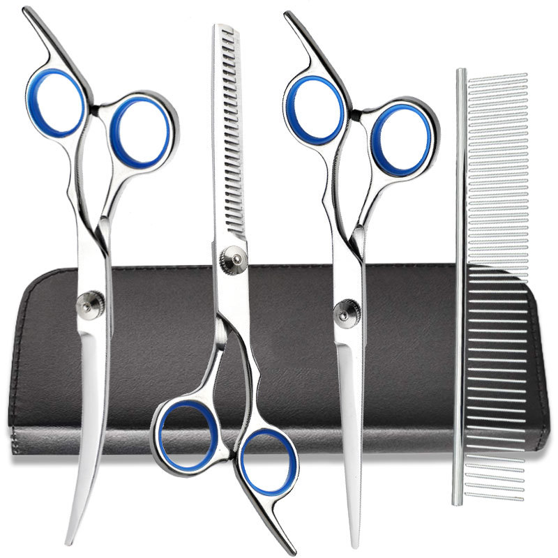 Tijeras para mascotas de acero inoxidable, tijeras de aseo de 6 pulgadas, tijeras profesionales para cortar el pelo de perros, tijeras curvas, juego de aseo