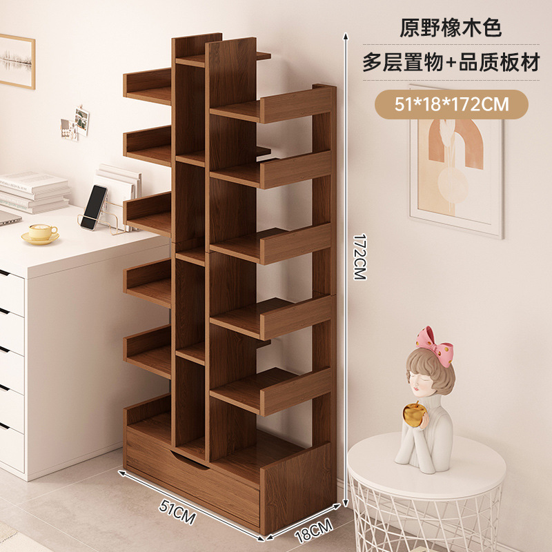 Estante de libros simple estante de piso pequeño estante de libros contra la pared estante de almacenamiento de sala de estar estante de almacenamiento gabinete de oficina