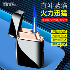 網紅朗聲彩燈打火機金屬耐用充氣直衝款防風熱銷批