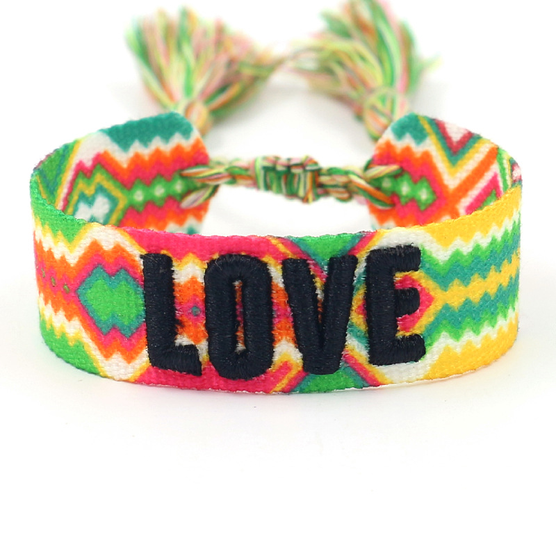 Bohemian Letter Polyester Emoroidery Unisex Bracelets 1 Piece