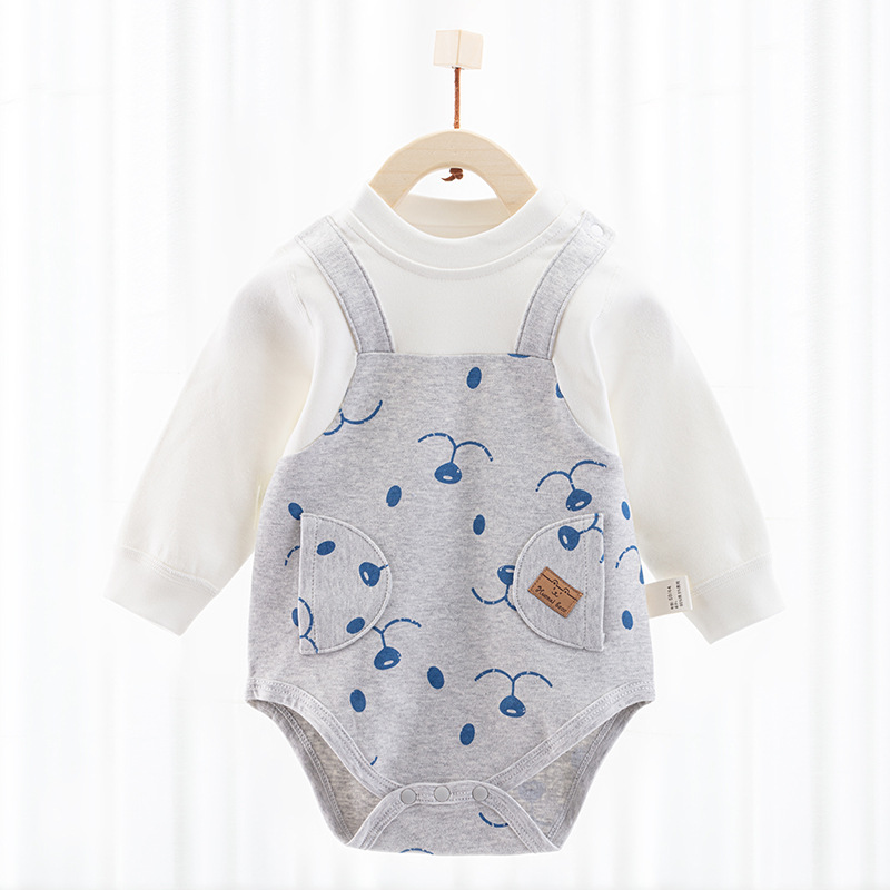 Primavera y otoño bebé vaina ropa clase A puro algodón manga larga todo-fósforo recién nacido bebé mono bebé sin hueso ropa