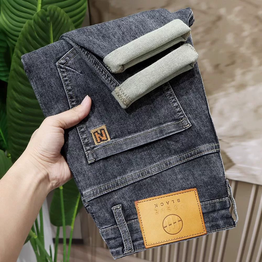 Thin jeans, design trousers, with embroidery