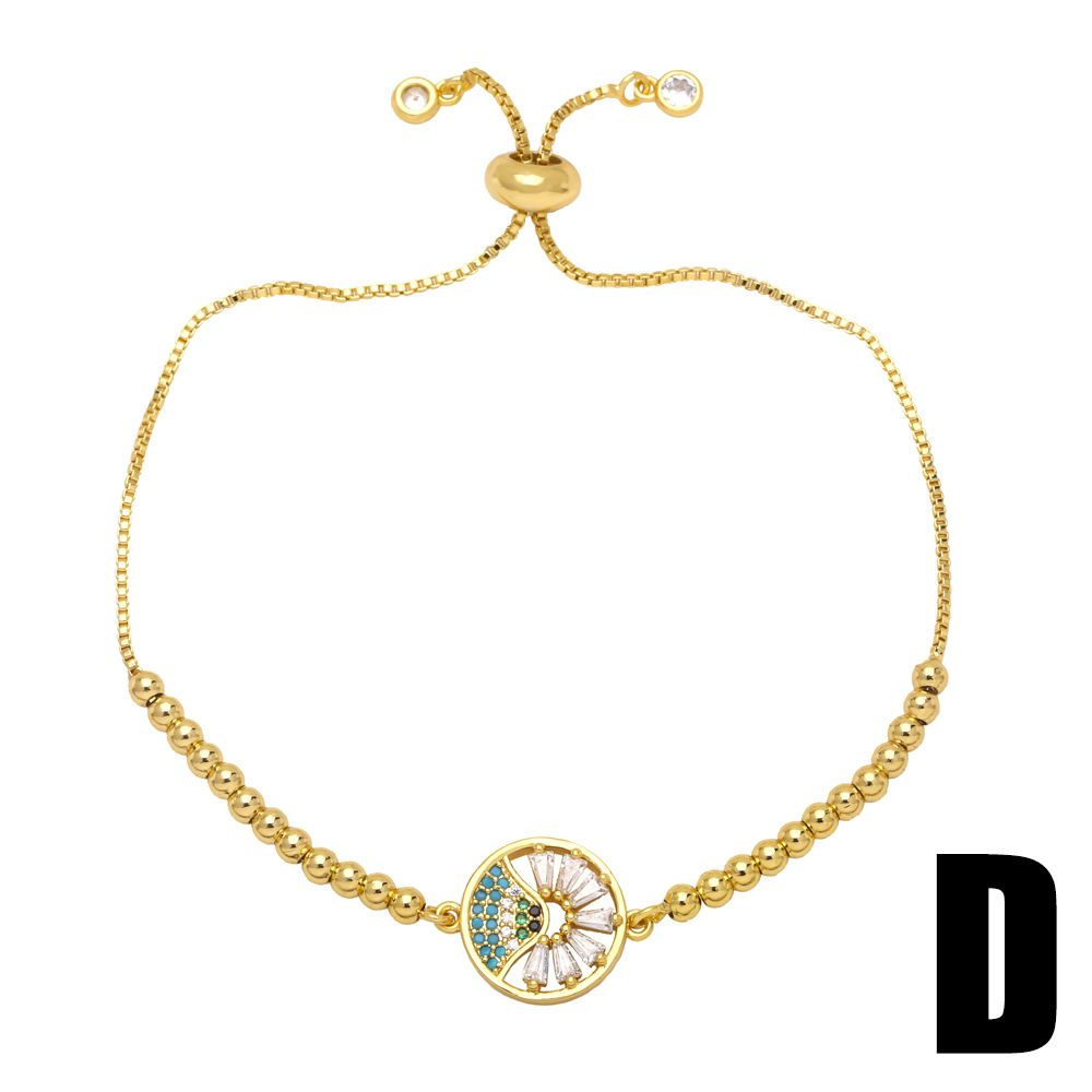 Fashion Colorful Eye Copper Bracelets Gold Plated Zircon Copper Bracelets
