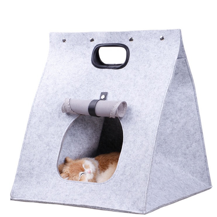 外出毛毡猫窝 透气宠物保温房子 可折叠创意手提宠物窝宠物屋