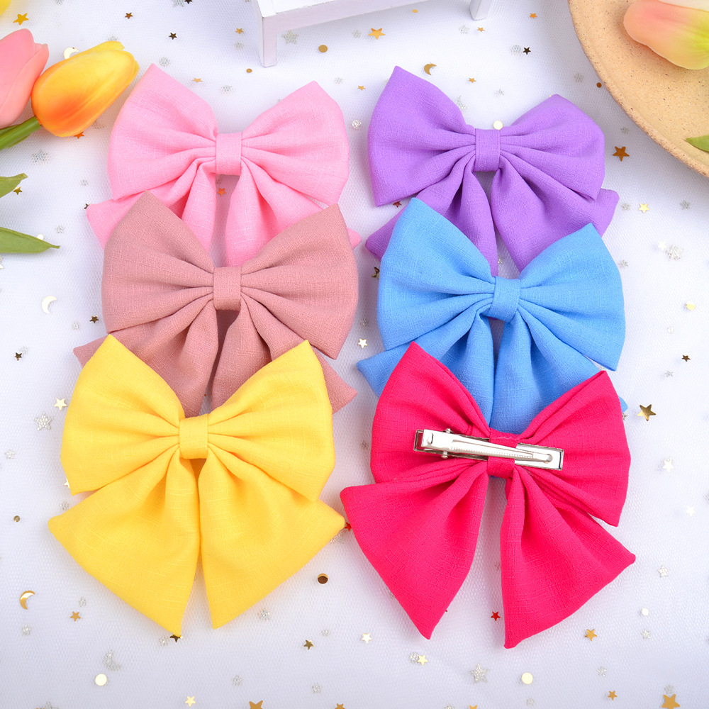 Wholesale Jewelry Solid Color Satin Fabric Chiffon Bow Hairpin Set Nihaojewelry display picture 4