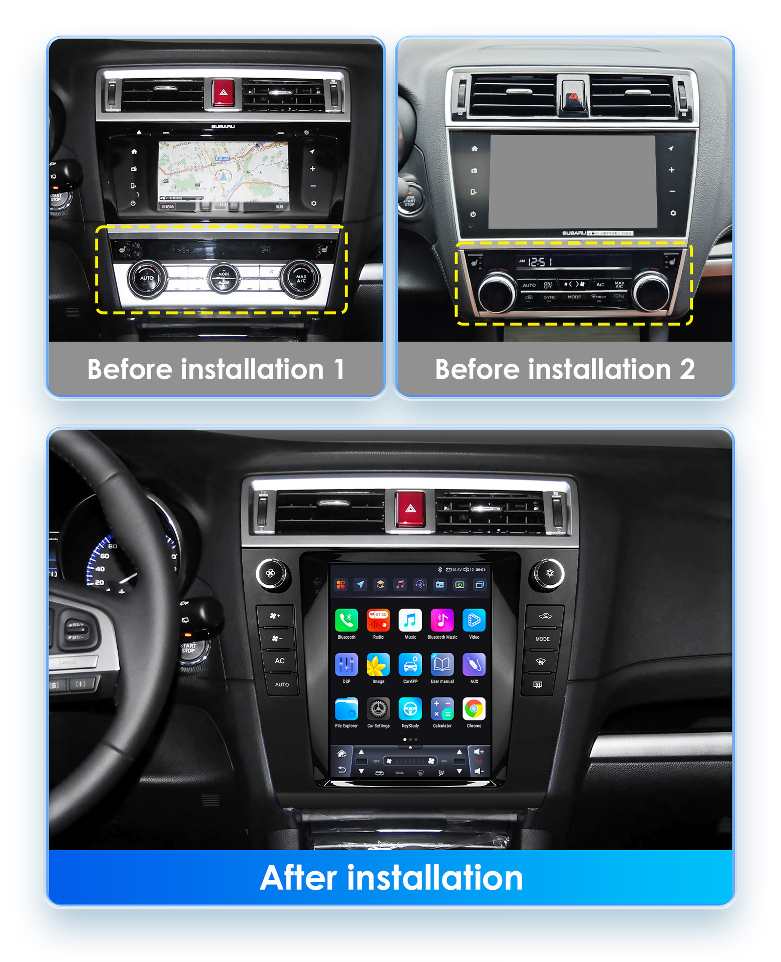 Suitable for 15-19 Subaru Outback 9.7inch Vertical Screen Android Car Mp5 Navigator with Wireless Carplay