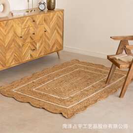 跨境简约卧室编织地垫床边毯隔凉脚踩地垫可折叠地毯卧室编织草毯