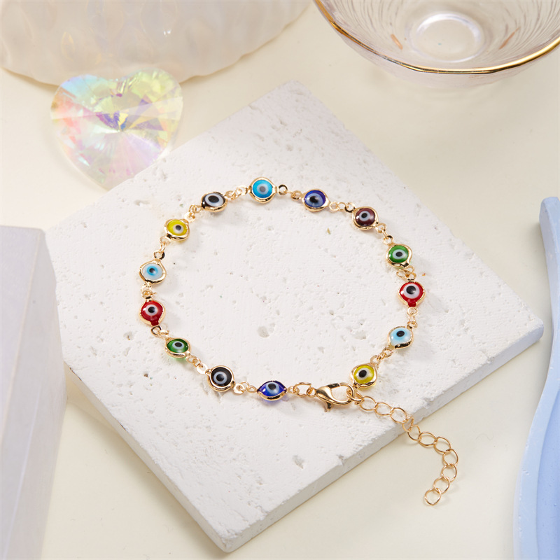 7g Weight Anklet Classification 1 Piece Quantity Holiday, Daily Occasion Alloy, Resin Material Eye Pattern Unisex Gender Casual, Simple Style Style Casual Simple Style Eye Alloy Resin Wholesale Anklet 2