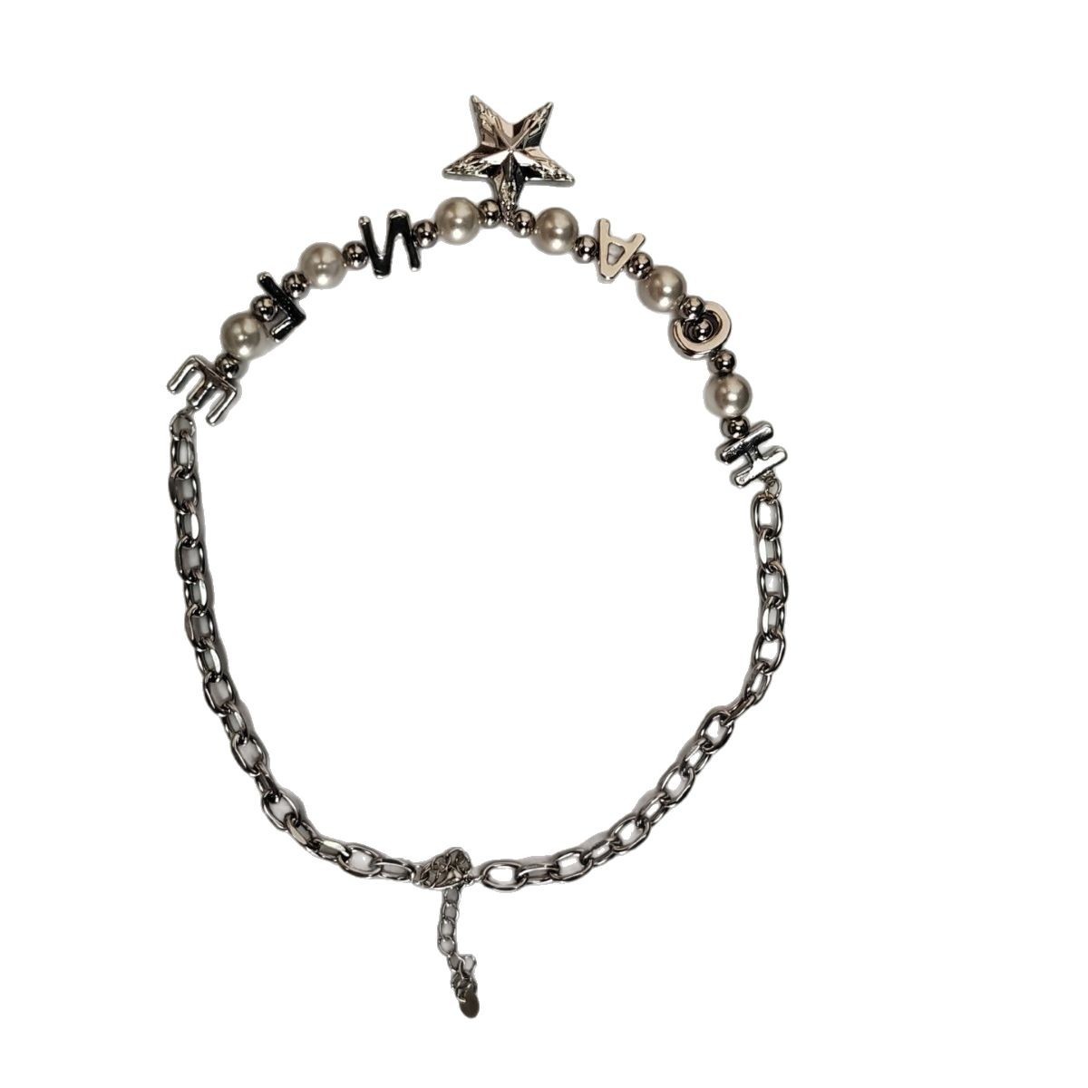 五角星のアルファベットの真珠はネックレスの男の小さい大衆をつなぎ合わせて軽くて豪華なinsヒップホップの欧米の個性の衛衣の鎖の女性をつなぎます。