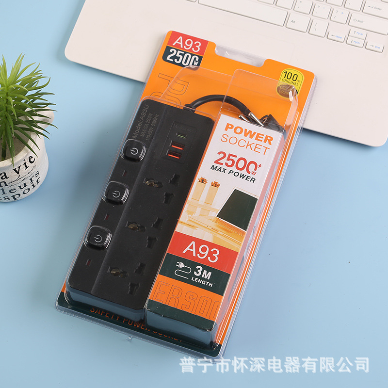 2USB + 1Type-c enchufe de paquete de alta frecuencia Arabia Saudita estándar británico estándar europeo estándar americano 110V a prueba de descargas eléctricas para niños