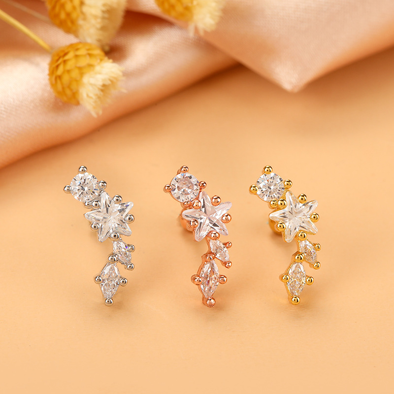 Ethnic Style Star Metal Plating Zircon Ear Studs 1 Piece display picture 13