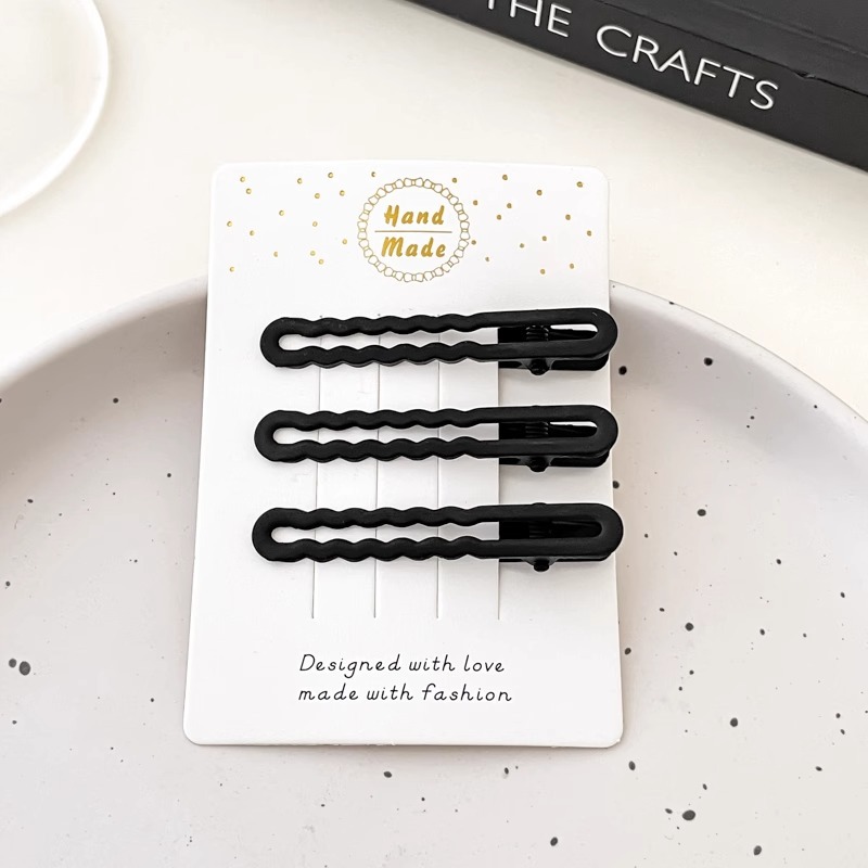 Youyou 2025 nueva horquilla negra, flequillo, clip de cabello roto en la frente, tocado lateral, pico de pato, palabra simple