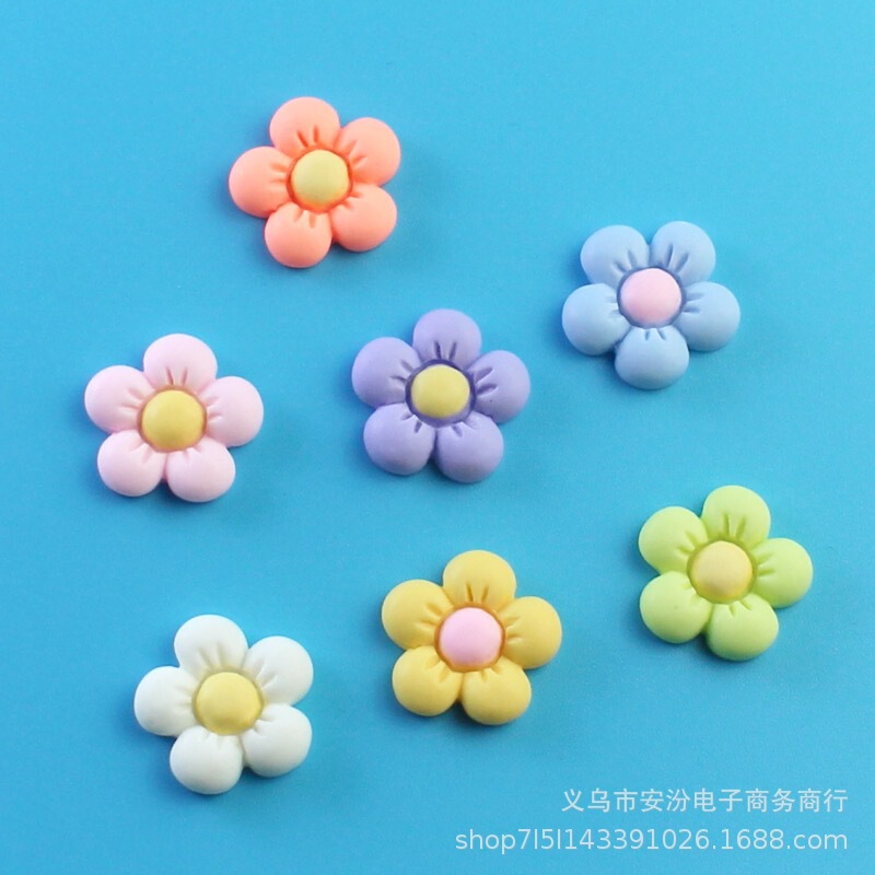 Ins Style Flower Cake Decorative Colorful Small Flower Children Princess DIY Handmade Candy Color Five-petal Flower Resin Accessories
