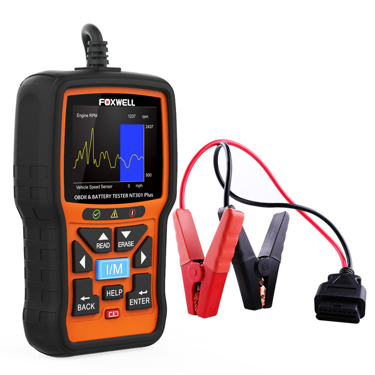 FOXWELL NT301 PLUS OBD2故障扫描仪 12V电池测试仪 引擎代码读取