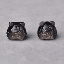 世纪塘朝厂家直销 曜石DIY手链配件 古风银曜石黑曜石虎头萌虎