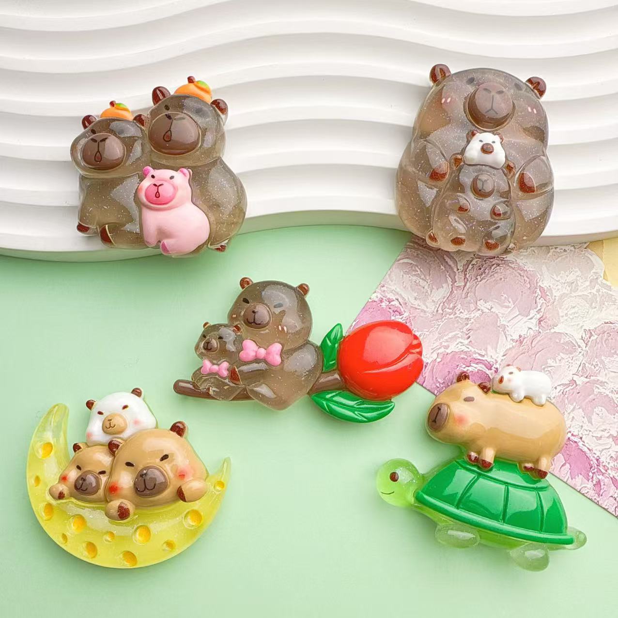 빛나는 카피 바라 크림 접착제 수제 DIY 머리핀 냉장고 스티커 구멍 신발 키 체인 수지 쥬얼리 액세서리