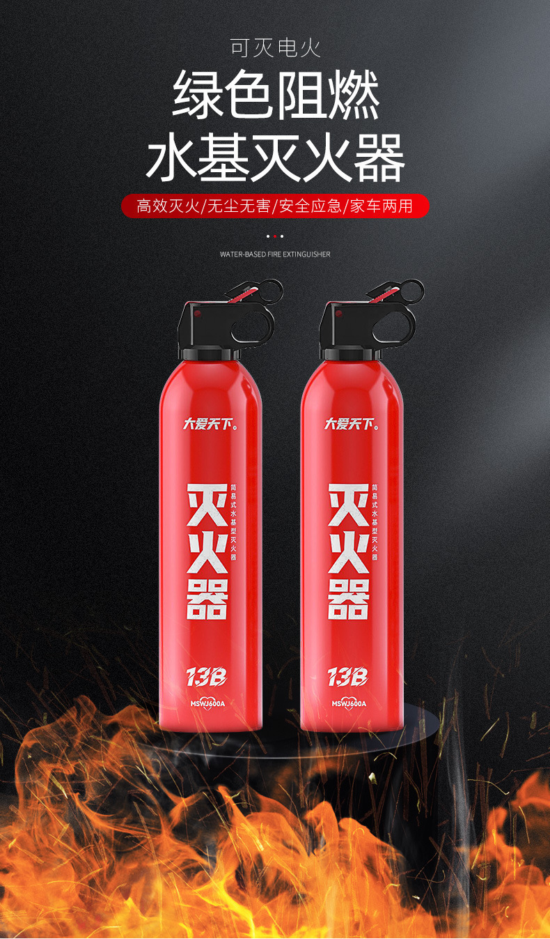 Car Fire Extinguisher Water-Based Emergency Gift Mini 13B 600ML