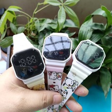 2025新款【太空人】卡通印花按键LED手表时尚方形儿童学生电子表