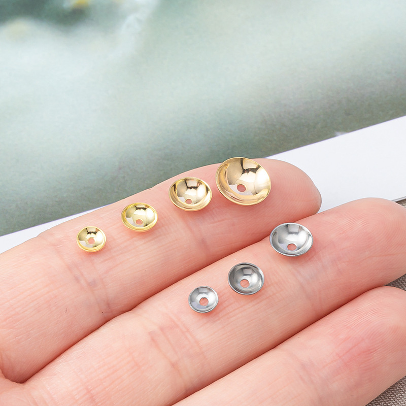 Stainless Steel Bowl Cap Bowl Holder Bowl Cover Bead Cover Flower Cover Beaded Stainless Steel Steel 18K Gold-Filled Color-Preserving DIY Jewelry Accessories