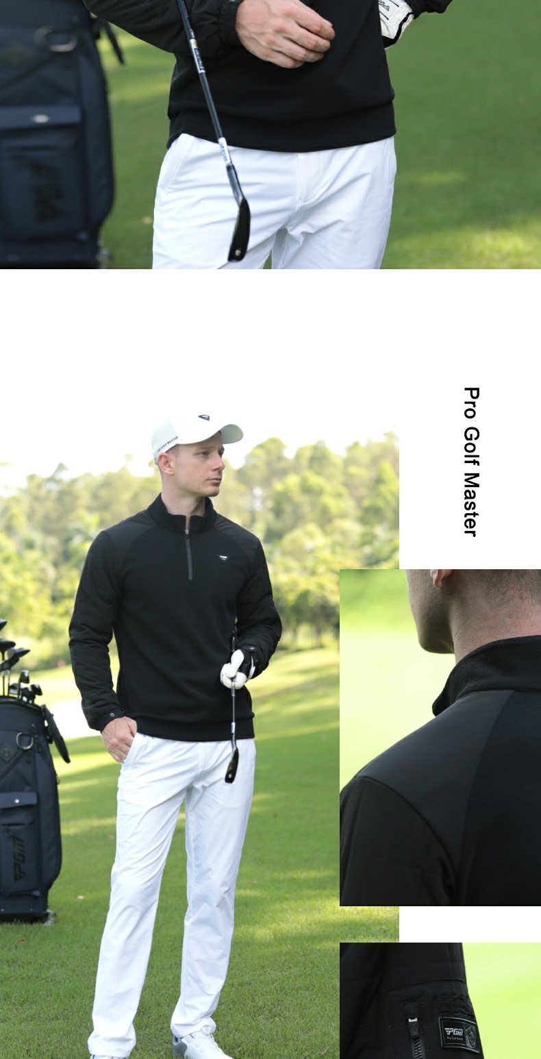 Áo khoác golf nam PGM dệt kim giữ ấm có túi tay — YF703-Black [ấm áp và thoải mái/túi tay áo/dây kéo cổ đứng], YF703-Trắng [ấm áp và thoải mái/túi tay áo/cổ áo có khóa kéo] chi tiết 10