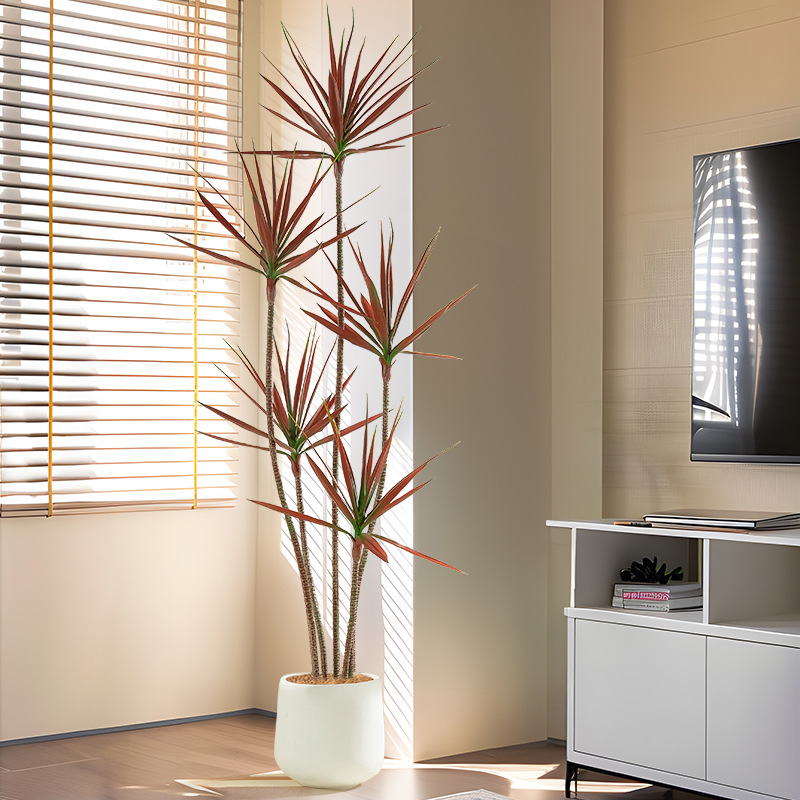 Árbol de sangre de dragón artificial viento silencioso planta verde árbol artificial decoración de sala de estar Planta artificial Agave piso olla
