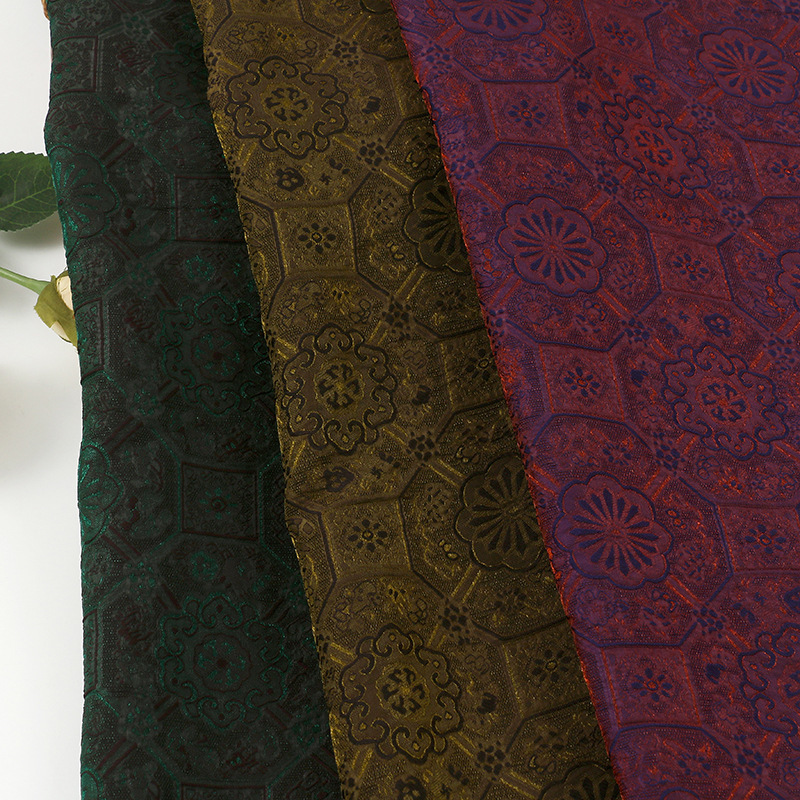 Heavyweight Oil Silk Jacquard Fabric, Spring and Summer Dress and Top Fabric, Gold-Gilded Glossy Oil Brocade Silk
