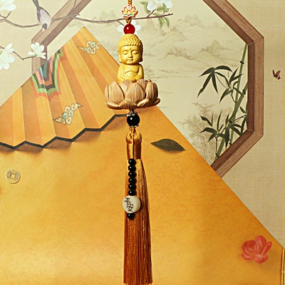 Car hanging, Car Hanging Decoration Boxwood Single - changliu-su-xiao-buddha-pendant-yellow
