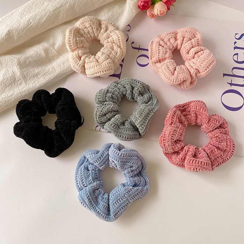 Sabiezināts rūtains resnās zarnas gredzens, vienkāršs retro resnās zarnas gredzens, elastīgs, izturīgs, krāsains matu aukla, augsta zirgaste, matu rotājumu gredzens_voghion.com