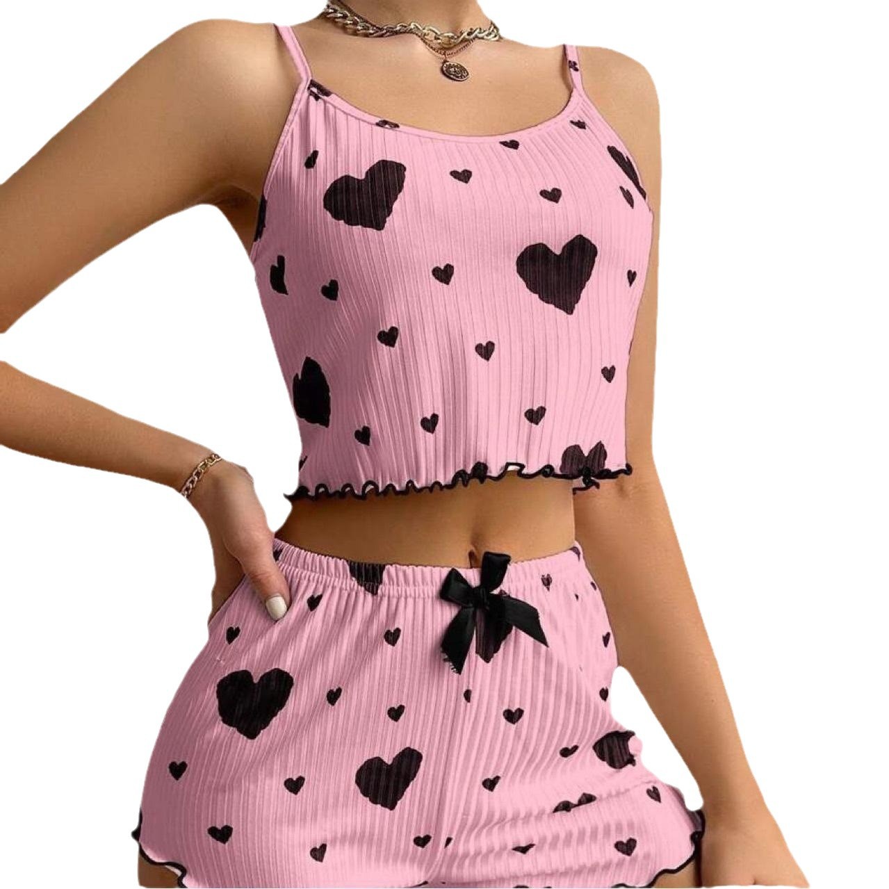 ChicShe Cross-Border Hot Sale 2024 Summer New Sleeveless Camisole European And American Style Ribbed Heart Print Pure Desire_voghion.com