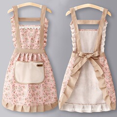 キャンバスエプロン作業服女性用キッチン調理通気性作業耐摩耗性新しいファッションかわいいインターネットセレブ汚れにくいエプロン