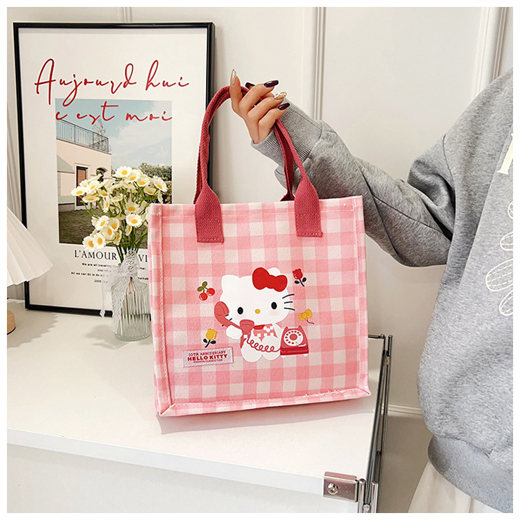 Cute cartoon cat canvas bag 2025 new style large-capacity simple and convenient tote bag with fashionable printing undefined
