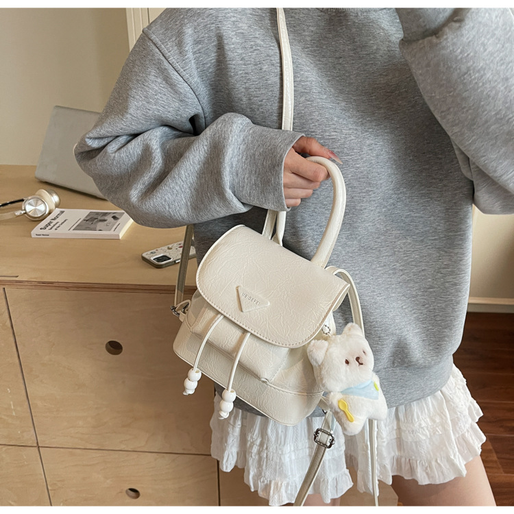 Stylish and sweet casual mini shopping and travel backpack 2025 New style, trendy and versatile solid color hand-held backpack undefined