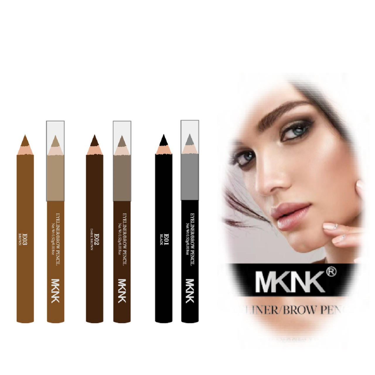 Cross-Border Mini Version of Log Black Eyeliner Makeup Export Dual-Purpose Eyeliner Eyebrow Pencil Eyeliner Gel Pen Matching Short Pen