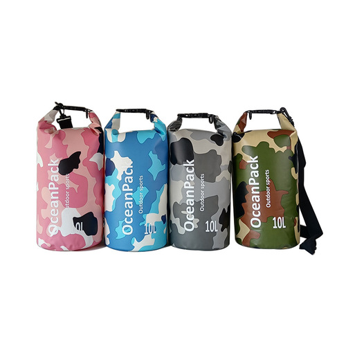 Cross-border children's swimming bag, casual camping waterproof bag, drifting beach bag, dry bag, camouflage PVC waterproof bucket bag