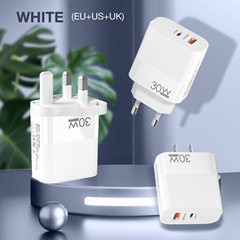 跨境 PD+USB手機充電器歐美英規PD25W+QC3.0全協議快速充電頭