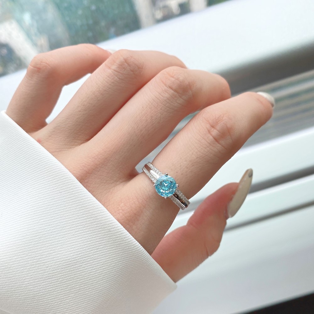 Fashion Round Sterling Silver Plating Zircon Rings