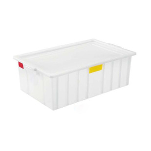 White Food Grade Turnover Box Storage Box Aquatic Supermarket Restaurant with Card Sign Rectangular Plastic Box with Lid