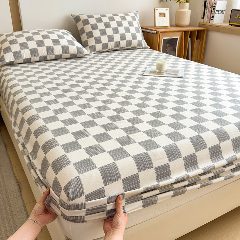 Funda de cama cepillada de algodón cubierta protectora de colchón de una sola pieza 2024 nueva funda de cama impresa para una sola persona para todas las estaciones