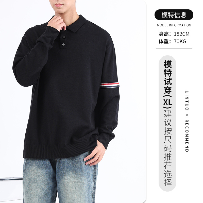 Uniqlo hombre lujo ligero transfronterizo de alto nivel suéter de punto perezoso estilo hombre de negocios ocio condujo polo camisa