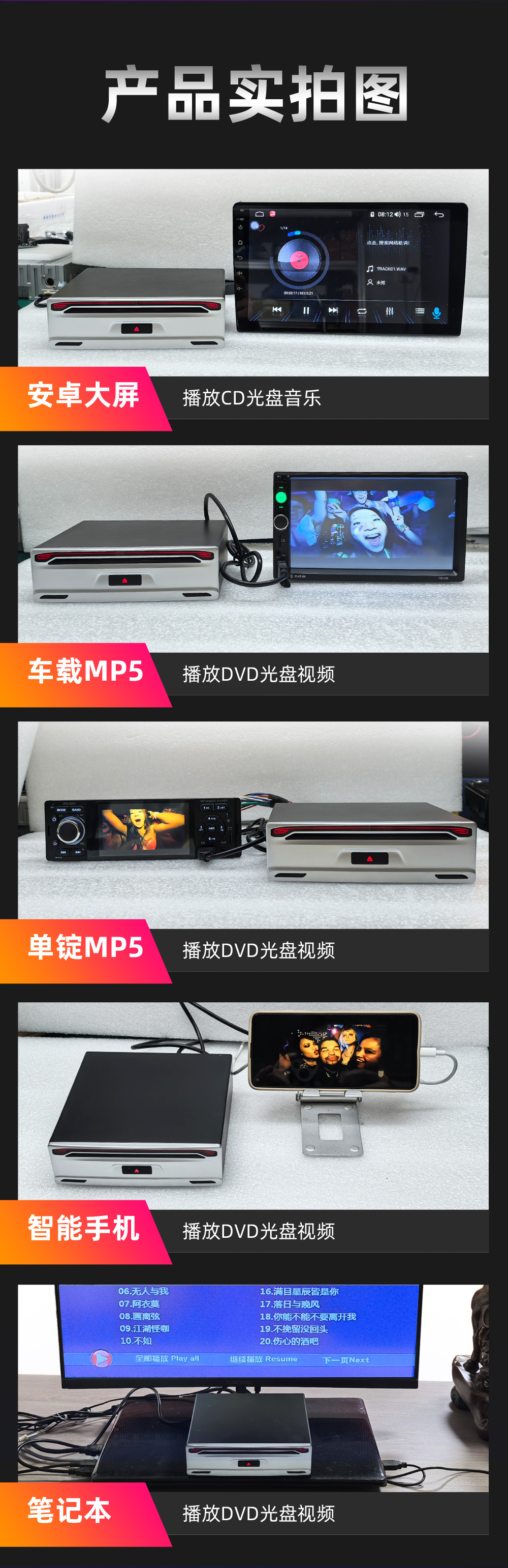 Car Dvd Disc Box, Car USB Optical Drive, Android Navigation, Vcd/Cd Player, Full Format Car Cd Modification