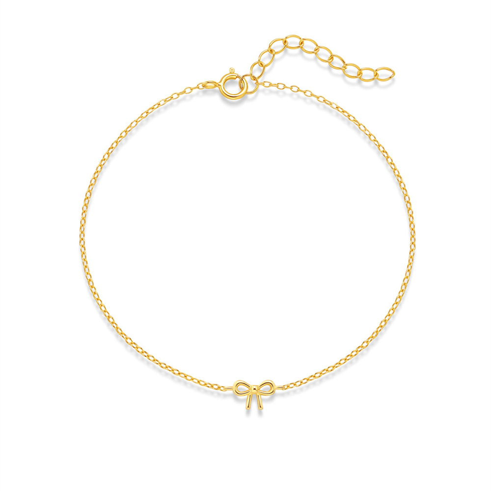 Women's Gender Plating Design 925 Sterling Silver Bow Knot 925 Sterling Silver Cable Chain Bracelets